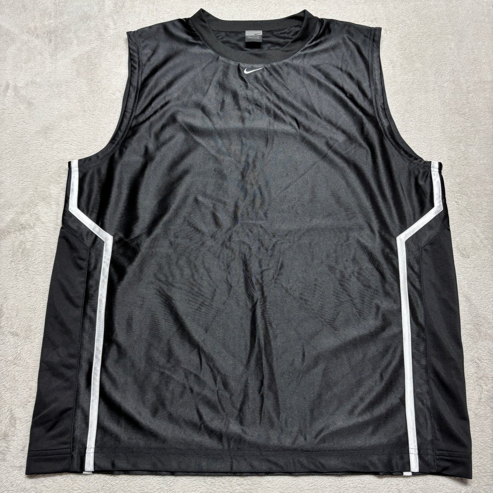 Vintage Nike Tank Top Mens XXL 136313 Black Basketball Jersey Center Swoosh